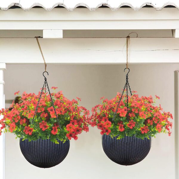 020c4babaeb7b44e Grunyia 10 Bundles Artificial Flowers Outdoor UV Resistant Fake Flowers No Fade Faux Plants Garden Porch Window Box Decorating (White)