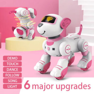 02223e29bd4e377d Funny RC Robot Electronic Dog Stunt Dog Voice Command Programmable Touch-sense Music Song Robot Dog Pink Toys for Girls Gift