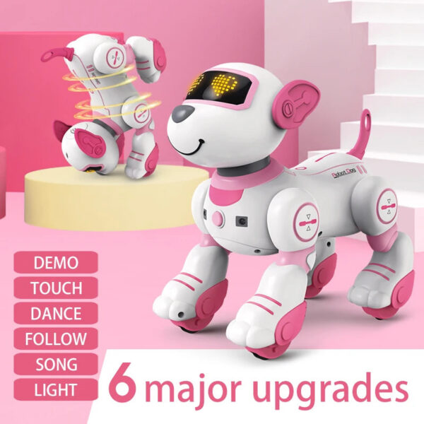 02223e29bd4e377d Funny RC Robot Electronic Dog Stunt Dog Voice Command Programmable Touch-sense Music Song Robot Dog Pink Toys for Girls Gift