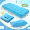 Kids Sleeping Pad for Camping Air Bed Flocked Surface with Inflatable Pillow Camping Air Mattress for Backpacking Travel Sleepover Outdoor Tent Guest(Sky Blue)