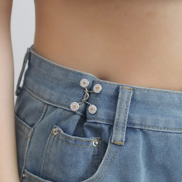 023843a234153287 2pcs Skirt Pants Tighten Brooches Jeans Adjustable Waist Clip Button Pearl Women's Brooch Set DIY Clothing Accessories