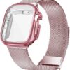 Geoumy Metal Magnetic Bands Compatible for Apple Watch Band 41mm with Case, Stainless Steel Milanese Mesh Loop Replacement Strap Compatible with iWatch Series 8/7/6/5/4/3/2/1 SE Women Men,Brown Gold