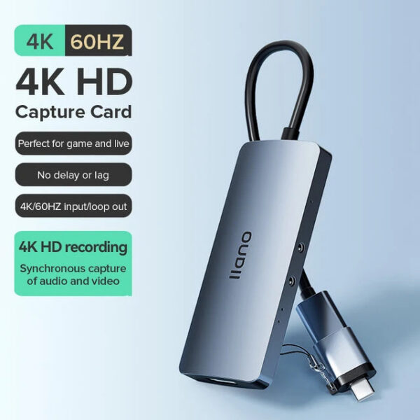 Llano 2 In 1 Video 4K 1080P 60FPS, HDMI to USB 3.0 /Type-C Input Loopout Capture Card for Streaming Work