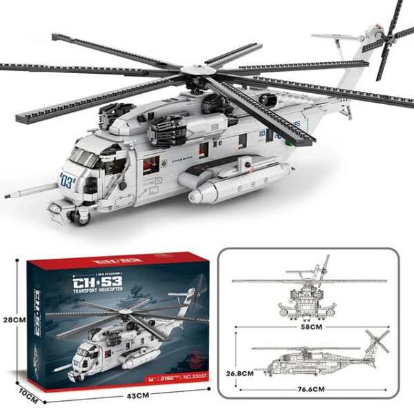 024a7b4a8b01c152 2192PCS CH-53E Transport Helicopter Building Blocks Army Plane Military Fighter Model Assembly Bricks Kids DIY Toys Holiday Gift