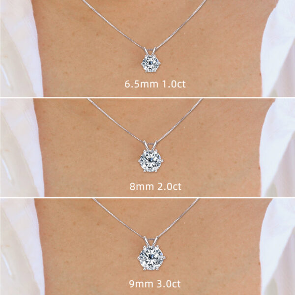 025047f075007b4a IOGOU 1 Carat D Color Diamond Pendant Real Sterling Sier Simulated Engagement Moissanite Necklace Gift