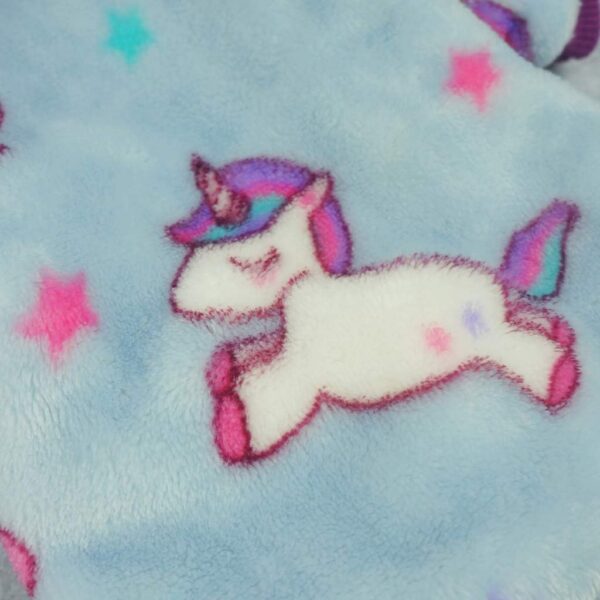 Unicorn Fuzzy Dog Pajamas, Dog Winter Clothes for Small Dogs Girl Boy, Pet Onesie with Feet, Cat Outfit, Light Blue, Small