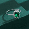 02602ae3231607a3 NEW Classic Emerald Ring For Woman Real S Sier Diamond Crystal Flower Loyal Finger Wedding Party Gift Female Jewelry
