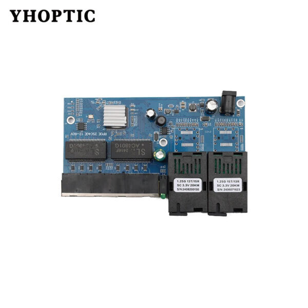 0260c688b4dc55d4 Gigabit Fast Ethernet Switch Fiber Reverse POE Singlemode 2FiberOptic Ports and 4 RJ45 ports Optical Media Converter PCBA