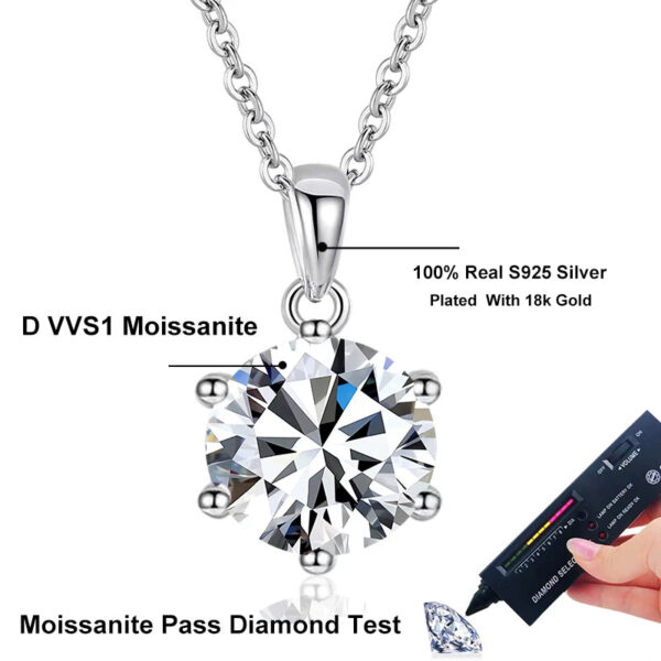 NeeTim 4ct 10mm Moissanite Necklace For Women Sterling Sier with Gold Plated Lab Diamond Pendant Wedding Party Jewelry