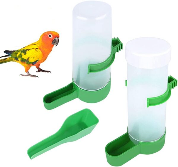 0292d0cd7bbc1ea1 2Pcs Automatic Bird Feeder Bird Waterer & Feeder Parakeet Hanging Food Dispenser Bird Cage Accessories for Parrots Budgie, Cockatiel, Lovebirds (150 ml / 5.1 oz)