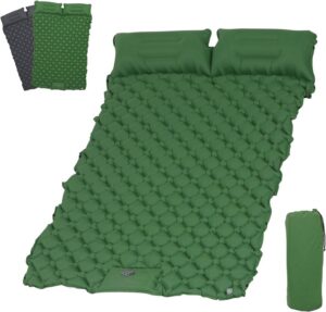 ZealWe Isomatte Camping Selbstaufblasend 2 Persone Ultraleicht Schlafmatte, Kleines Packmaß mit Fußpresse Pumpe & Kissen, Camping Matratze für Outdoor, Wandern, Zelt