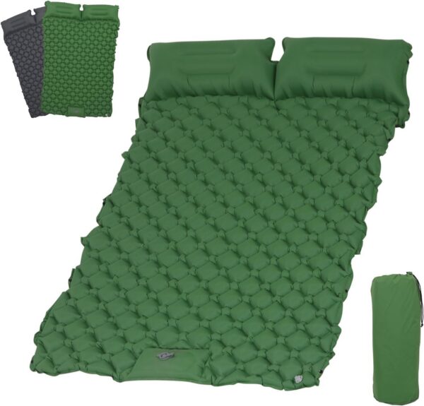0297c4ab49707087 ZealWe Isomatte Camping Selbstaufblasend 2 Persone Ultraleicht Schlafmatte, Kleines Packmaß mit Fußpresse Pumpe & Kissen, Camping Matratze für Outdoor, Wandern, Zelt