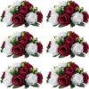 029febf200c16afe NUPTIO Flower Ball Arrangement Bouquet - 2 Pcs 9.5 inch Diameter Dusty Rose Fake Flowers Roses Balls for Centerpieces Tables - Artificial Rose Arrangements for Wedding Centerpiece Table Decorations