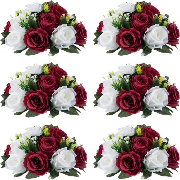 029febf200c16afe NUPTIO Flower Ball Arrangement Bouquet - 2 Pcs 9.5 inch Diameter Dusty Rose Fake Flowers Roses Balls for Centerpieces Tables - Artificial Rose Arrangements for Wedding Centerpiece Table Decorations