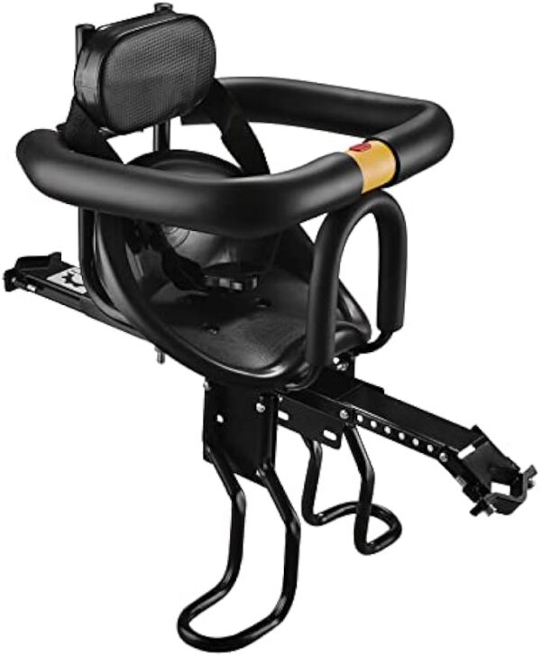 02a51cc5621fdb8d LIXADA Bike Baby Seat Kids Child Safety Carrier Front Seat Saddle Cushion with Back Rest Foot Pedals