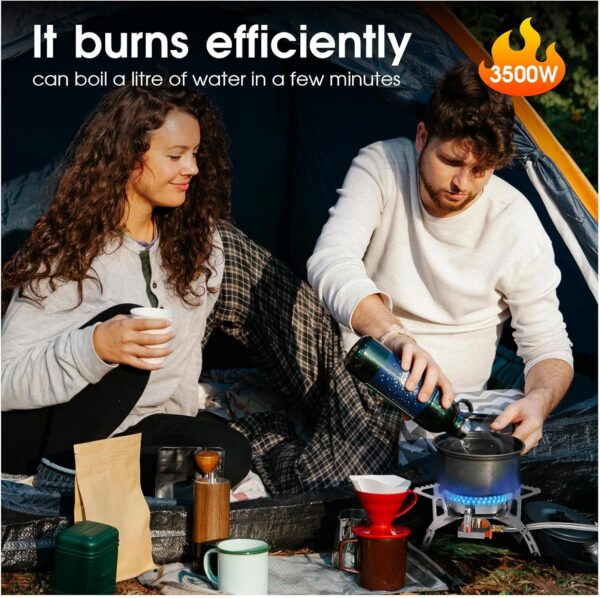02aa88b58a9feacf SWAWIS 3500W/6800W Windschutz Campingkocher Piezozündung Faltbarer Gaskocher Gasbrenner Camping Stove mit Adapter, Camping Kocher für Hiking Camping Picknick Trekking Outdoor Wandern