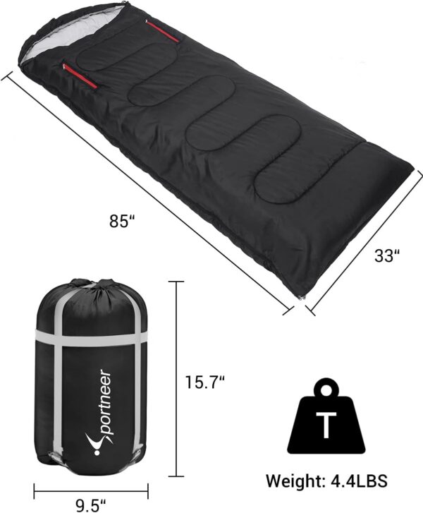 02ac069672d6431c Sleeping Bag for Adults 220×85cm, 3-4 Season Warm & Cool Weather Sleeping Bag with Zippered Holes for Adults & Kids Camping,Traveling, Music Festival and Outdoors,1.9KG