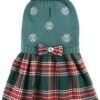 02b1f599d0ac878b White Embroidery Snowflake Ugly Vintage Knit Reindeer Holiday Festive Christmas Dog Sweater Dress for Puppy,X-Small (XS) Size Back Length 9"