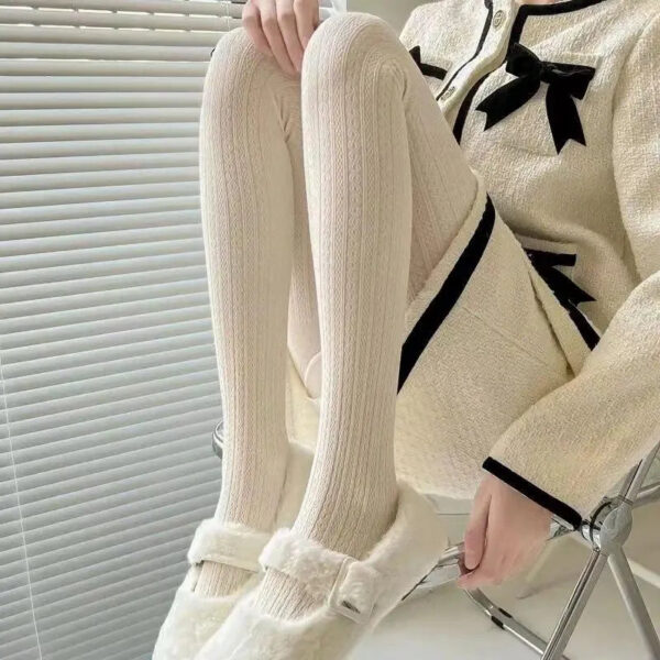 Women Socks Leggings Pantyhose Fleece Woman Spring And Autum Solid Color Thickened Complexioned Simple Commute Worn Outside Thin Fluffy