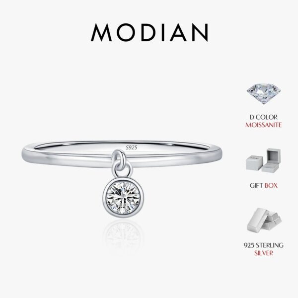 02c46135a8546754 MODIAN D Color Round Moissanite Ring 925 Sterling Silver Small Charms Sparkling Finger Rings For Women Wedding Jewelry Gift
