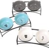 02c46e5e3c6c2f4c FOREYY Elevated Cat Bowls with 2 Ceramic Bowls and 2 Stainless Steel Bowls,Raised Cat Food Water Bowl with Iron Stand,Porcelain Pet Dishes for Cats and Small Dogs,16 Ounces,Dishwasher Safe(Gray)