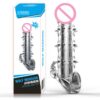 Reusable 3D Condoms Dick Extender Penis Enlarger Cock Sleeves with Dotted Ribbed Foreskin Ring Glans Sex Shop for Men Sex Toys