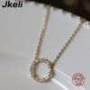 03021d0c7817e941 Jkeli -100% S Sterling Sier Plated Necklace with Full Diamond Circle Style Japanese and Korean K Gold Collar Chain
