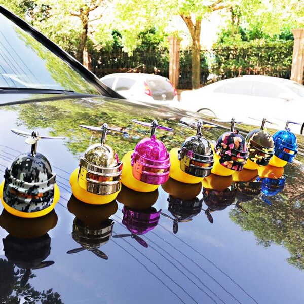 0309edd910559dce Broken Wind Rubber Motor Yellow with Helmet Auto Accessories Duck In The Car Interior Decoration