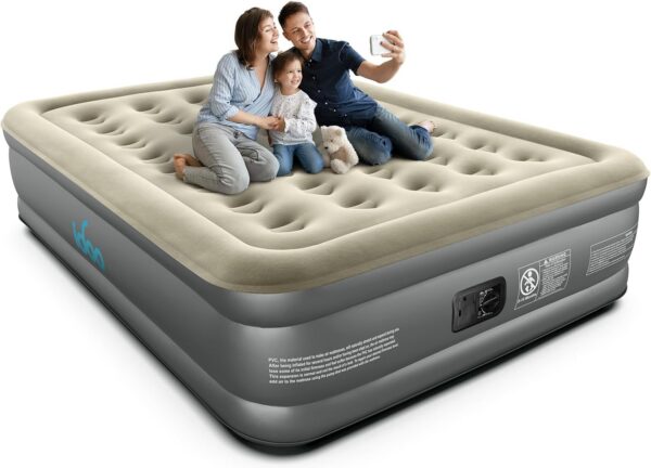 iDOO Air Mattress Queen with Built in Pump, Blow up Mattress, Inflatable Mattress Queen Size for Guests, Home, Camping, 3 Mins Inflation/Deflation, Upgraded Colchones Inflables, Comfort Air Bed