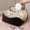Large Capacity Travel Portable Leather Cosmetic Women Bathroom Wash Bag Multifunctional Toiletry Kit