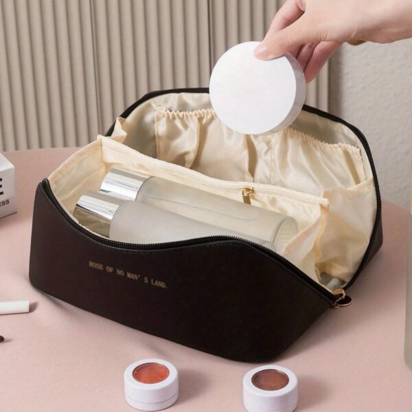 Large Capacity Travel Portable Leather Cosmetic Women Bathroom Wash Bag Multifunctional Toiletry Kit