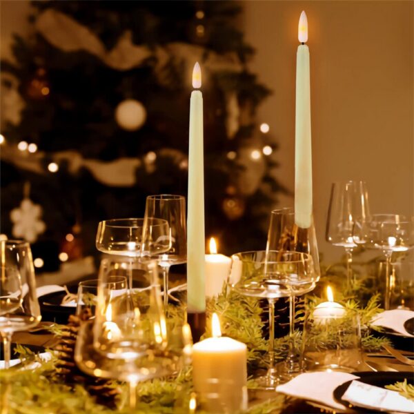 033066fe76d53e24 LED Flameless Flickering Taper 3D Wick Candles Lamp with Remote Control Tea Lights Wedding Home Decor Battery Operated