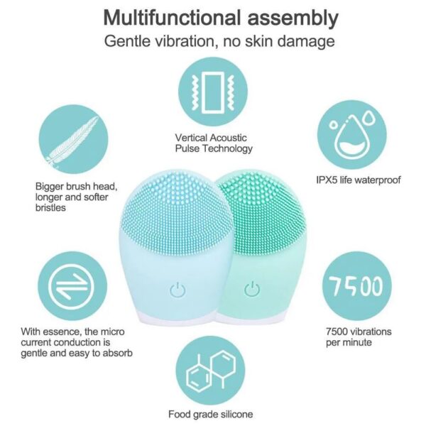 Electric Silicone Facial Cleanser Massager Ultrasonic Vibrator Skincare Massage Tool Beauty hine Vibration Cleaning Of Pores