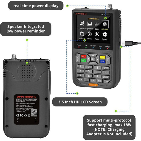 GTmedia 2 meter DVB-S2/S2X H.265 Meter Satellite Finder than V8 FINDER PRO vs satk ST-5150 ws-6933
