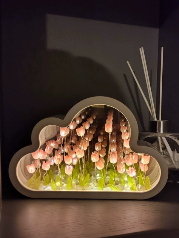 037ff7b9512053a3 1pc Handmade DIY Creative Gift Tulip Flower Sea Night Light, Atmosphere Lamp, When The Light Is Turned Off, It Functions As A Mi