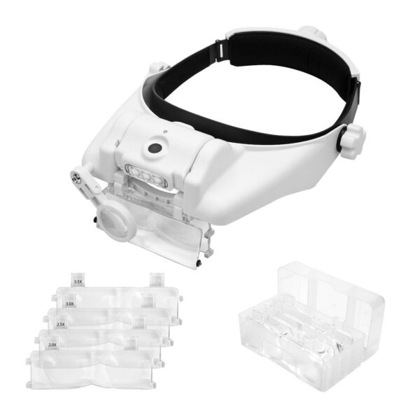 038c7d3c62804919 LED Headband Magnifier Rechargeable Free Magnifying Glasses with 6 Detachable Lens for Close Work Reading Jewelry Craft Repair