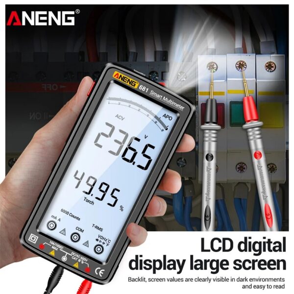 03aeddeaf466c0d1 ANENG 681 Rechargable Digital Professional Multimeter Non-contact AC/DC Voltage Meter LCD Screen Current Tester
