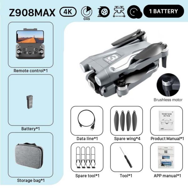 03b6c6b3cbd6d1a2 KBDFA MINI Z908Pro Max Drone 4K ESC Professional WIFI FPV Dron Obstacle Avoidance Brushless Four-Axis Folding RC Quadcopter Toys