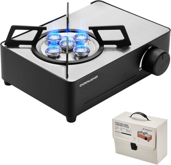 03be50058eb48f40 Odoland Portable Camping Stove 2200W Camp Stove Lightweight Butane Gas Stove for Camping Cooking Outdoor Backpacking and Picnic (Black)