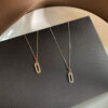 S Sterling Sier Geometric Necklace New Simple Hollow Pendant Flashing Diamond Clavicle Chain Woman Jewelry Accessories Gift