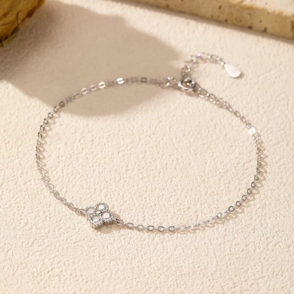 MODIAN 925 Sterling Silver Exquisite Lucky Four Leaf Clover CZ Link Chain Stackable Sweet Bracelet For Women Daily Fine Jewelry