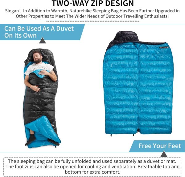 03cb0064bc97bb78 Naturehike CW400 Lightweight Down Sleeping Bags for Adults 650 Fill Power 4 Season,2.0lbs Ultralight Compact Portable,Waterproof, Camping, Hiking, Backpacking With Compression Bag