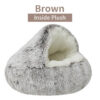 03d08c511a0853db Soft Plush with Cover Round Bed Pet Mattress Warm Cat Dog 2 in 1 Sleeping Nest Cave for Small Dogs