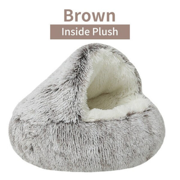 03d08c511a0853db Soft Plush with Cover Round Bed Pet Mattress Warm Cat Dog 2 in 1 Sleeping Nest Cave for Small Dogs