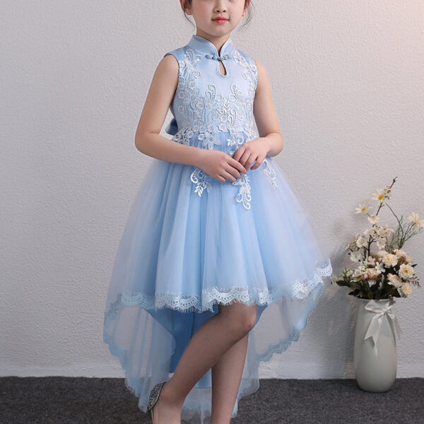 New Design Kids Dress For 4-12 Girls Wedding Party Tailing Tulle Elegant Princess Sleeveless Children’s Dresses TW1703