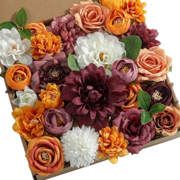 Serra Flora Artificial Christmas Flowers Greenery Combo Box Set Faux Flowers Bulk Flower Leaf with Stems for DIY Tree Ornaments Xmas Wreath Floral Arrangements Centerpieces