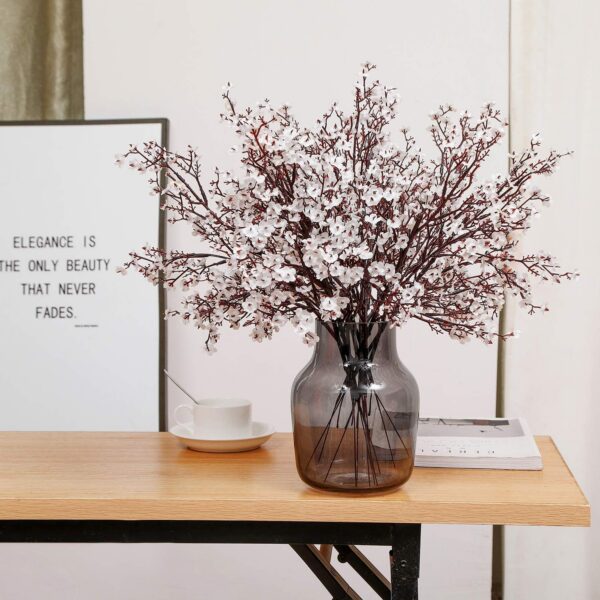 03e72998e5694bbc Momkids 6 Pcs Babys Breath Bulk Artificial Faux Silk Flower Gypsophila Bouquet Winter Real Touch Fake Floral for Office Kitchen Wedding Restaurant Centerpieces Christmas Party Decor (White)