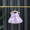 Summer Baby Girl Birthday Party Princess Mesh Evening Dresses Sweet Solid Color Bow Knot Sleeveless Lightweight Children Clothes