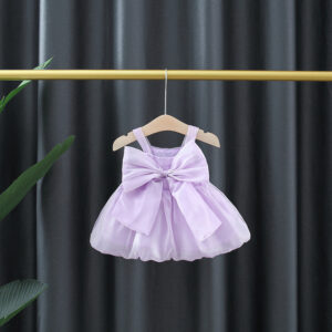 03efe4fbf7aa782d Summer Baby Girl Birthday Party Princess Mesh Evening Dresses Sweet Solid Color Bow Knot Sleeveless Lightweight Children Clothes