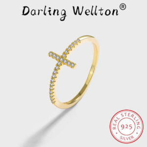 03fd9e9b711a1957 NEW Fashion Gold Cross Full Of Diamonds Couple Ring For Women Original Sterling S Sier Engagement Bridal Gift Jewelry